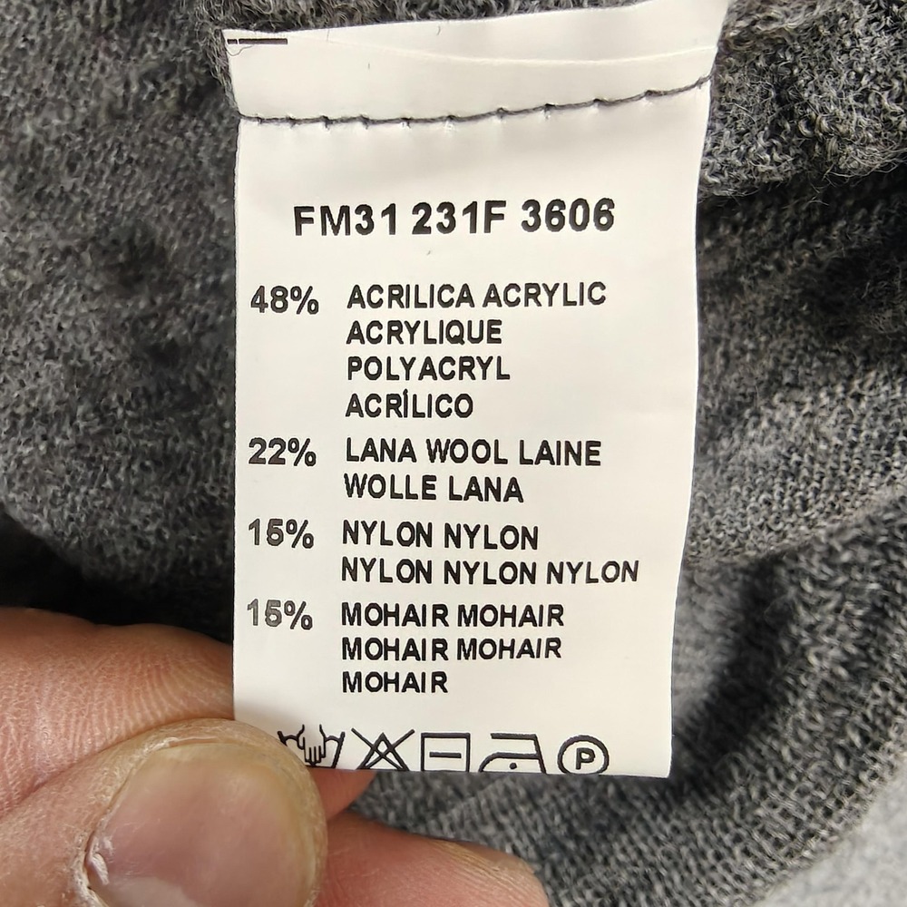 Grey Daniele Alessandrini Sweater‎ Mens IT 54 Gray Mohair Wool Crewneck Knit New - Picture 6 of 12